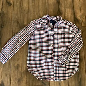 Boys size 5 Ralph Lauren red and blue checked button down. Worn once for an hour